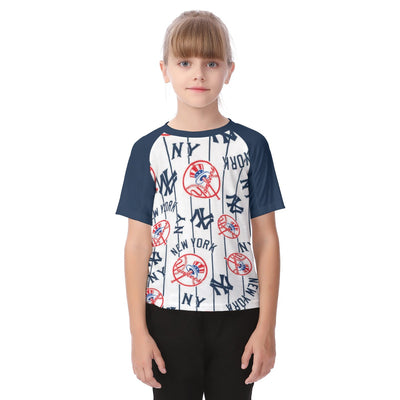 New York Yankees Kid's Raglan Sleeve T-shirt new york yankees baseball fan apparel game day outfit