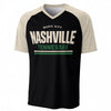 Nashville Tennessee Music City Baseball V-Neck T-Shirt Black and Beige – Urban Sports Streetwear – casual fan outfit, breathable comfort wear, image 1.0