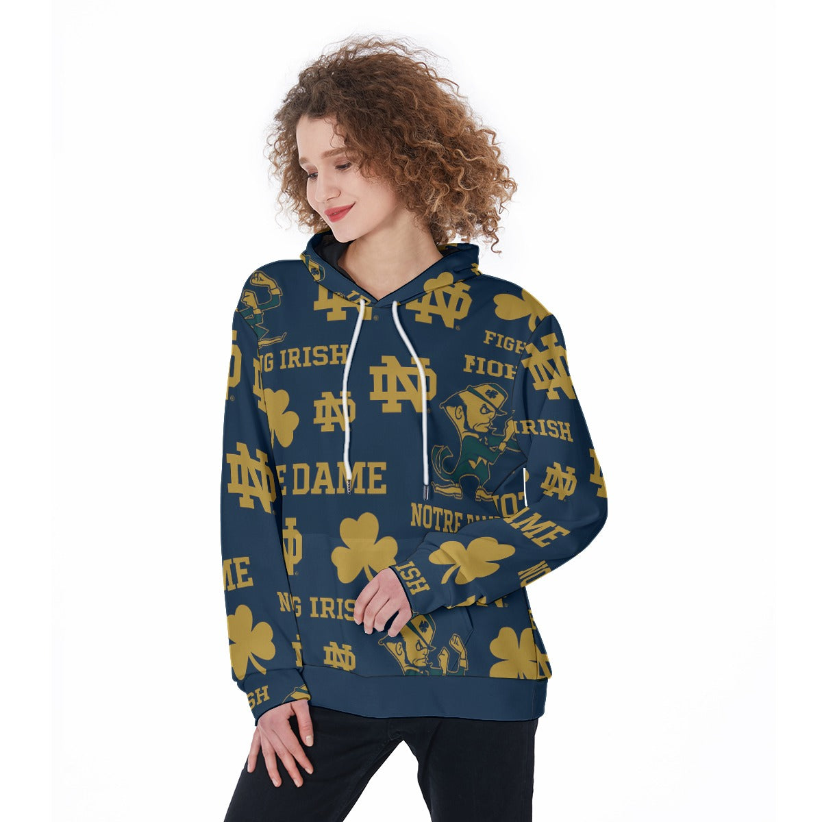 Notre Dame - Fighting Irish Women's Pullover Hoodie White varsity sports apparel
