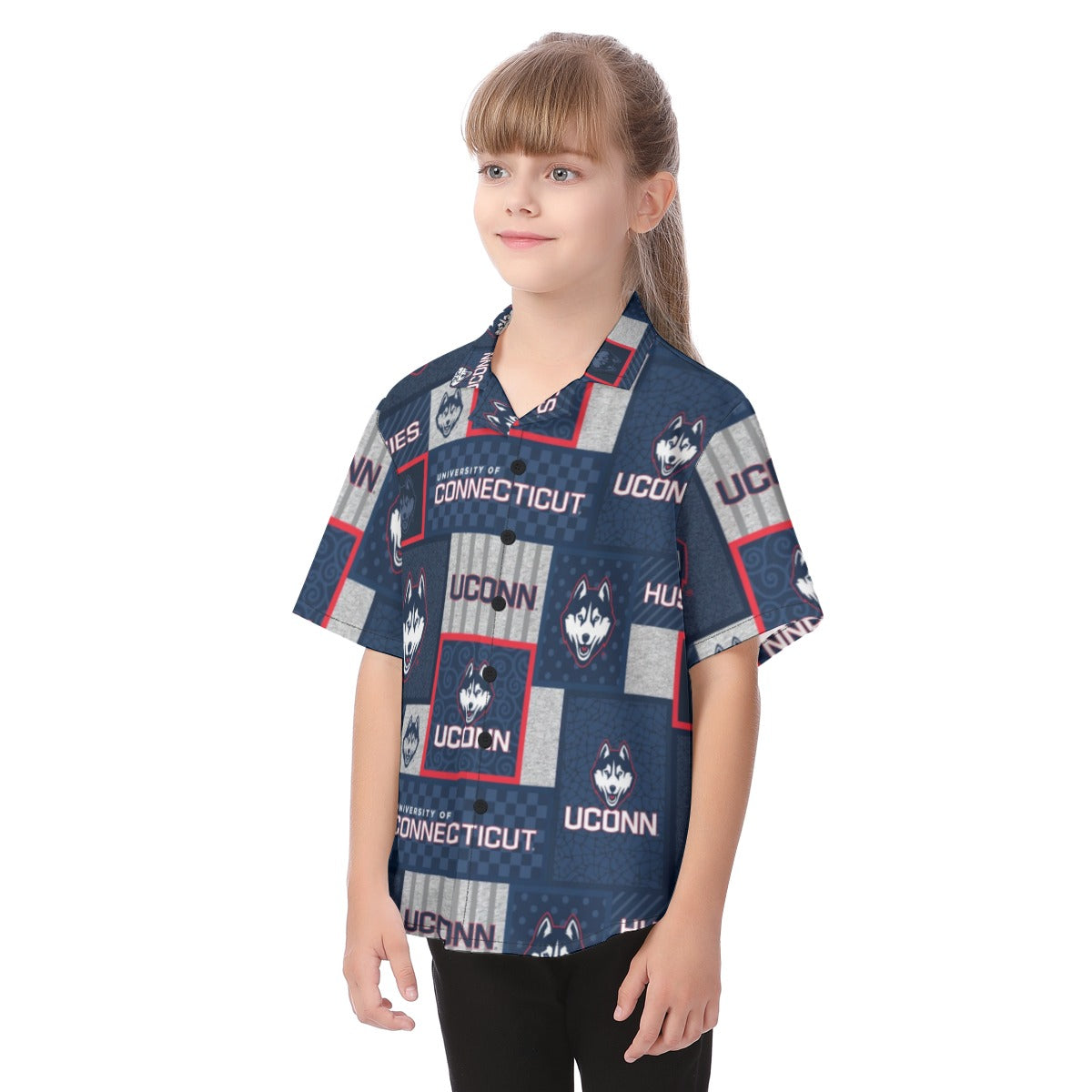 Connecticut Huskies Kid's Hawaiian Vacation Shirt White game day varsity apparel