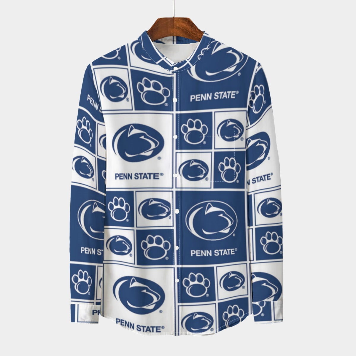 Penn State Nittany Lions Stand Collar Shirt With Long Sleeve|110GSM Imitation Flax White varsity sports apparel
