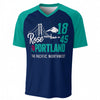 Portland Rose City Graphic T-Shirt in Navy and Teal – Pacific Northwest Streetwear Tee – sportswear style, football shirt, image 1.0