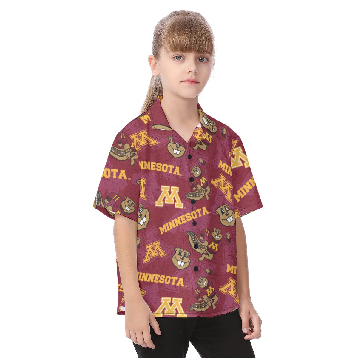 Minnesota Golden Gophers Kid's Hawaiian Vacation Shirt White varsity sports apparel
