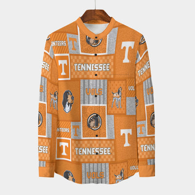 Tennessee Volunteers Stand Collar Shirt With Long Sleeve|110GSM Imitation Flax - college football fan gear varsity sportswear product image 1.0