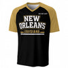 New Orleans Louisiana The Big Easy Baseball V-Neck T-Shirt Black and Gold – Urban Sports Streetwear – casual fan outfit, fan gear, image 1.0