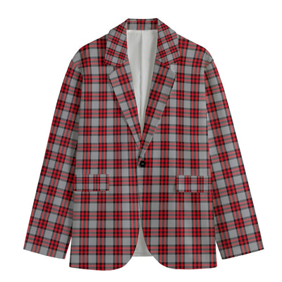 Ohio State - Buckeyes tartan plaid Men's Casual Flat Lapel Collar Blazer White game day varsity apparel