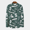 Michigan State Spartans Stand Collar Shirt With Long Sleeve|110GSM Imitation Flax - Big Ten football apparel varsity sportswear product image 1.0