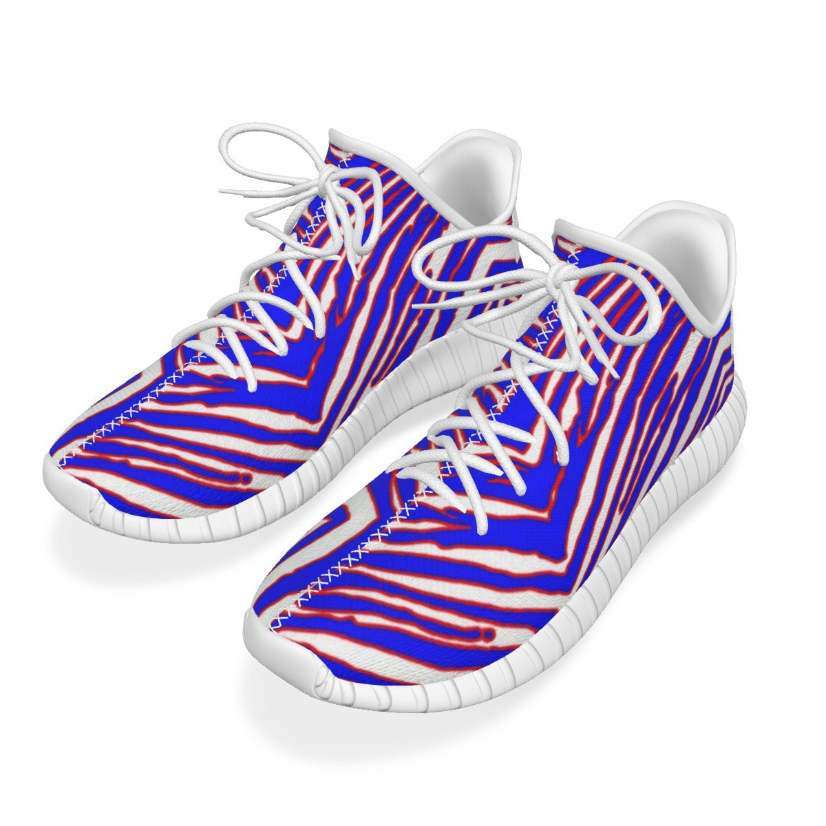 Buffalo football Coconut Shoes – Red Blue White Zebra Game Day Style