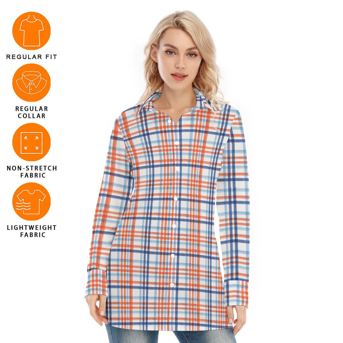 florida gators tartan plaid blue orange  women tartan plaid game day shirt