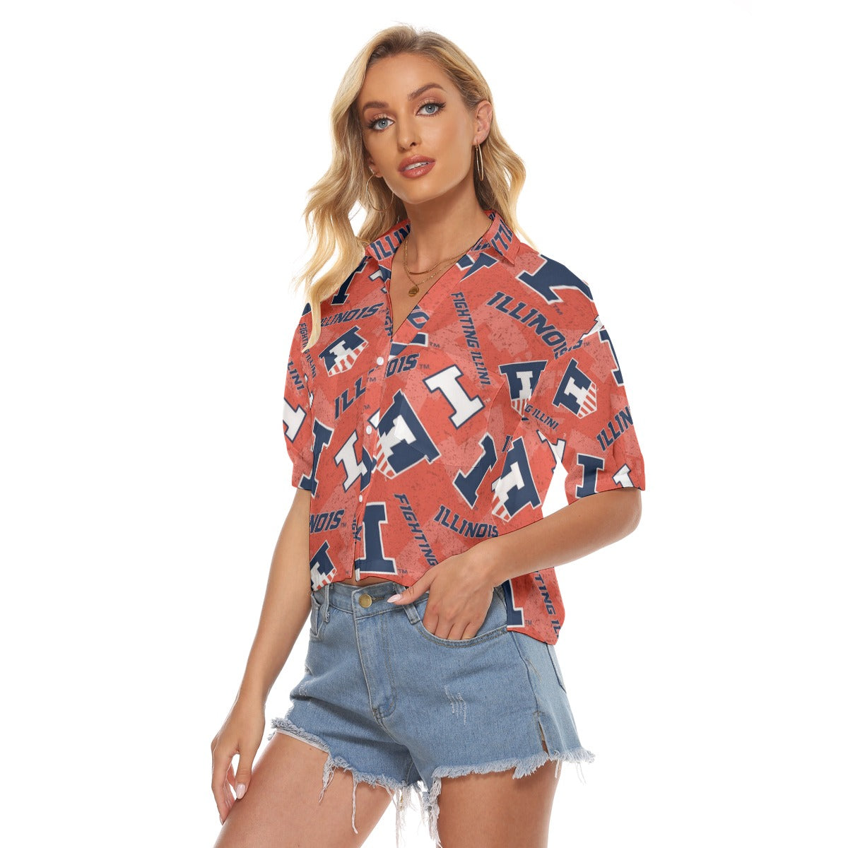 Illinois Urbana - Fighting Illini Women's V-neck Shirts White varsity sports apparel