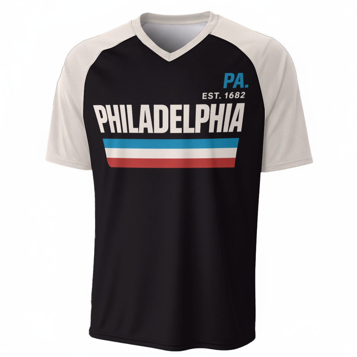 Black White and Red Philadelphia T-Shirt – Varsity Sports Graphic Tee for Fans and Streetwear – lightweight game day shirt, breathable comfort wear, image 1.0