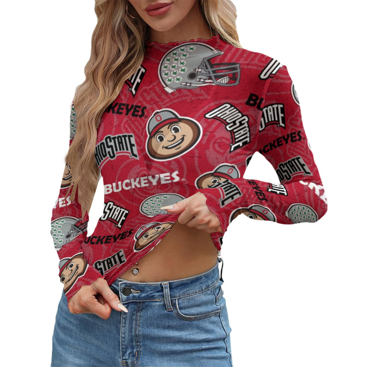 Ohio State Buckeyes Women's Mesh T-shirt White game day varsity apparel