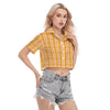 Tennessee Volunteers Orange White Plaid Womens Cropped Shirt 1 orange white plaid women fashion apparel