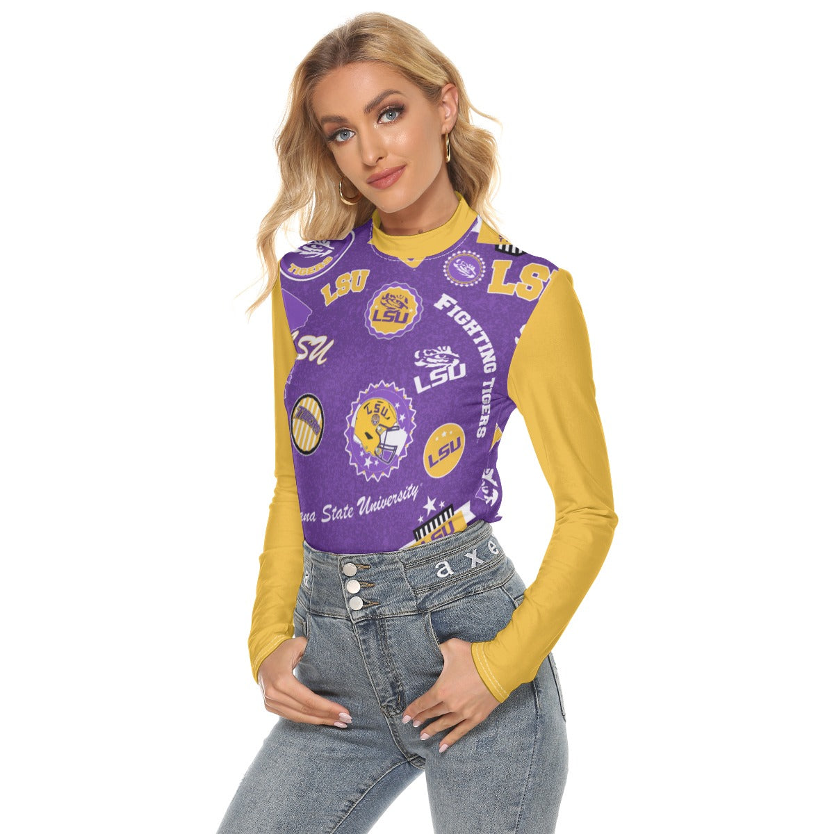 Louisiana State University - Tigers Women's Stretchable Turtleneck Top - Baton Rouge football tee varsity sportswear product image 1.0