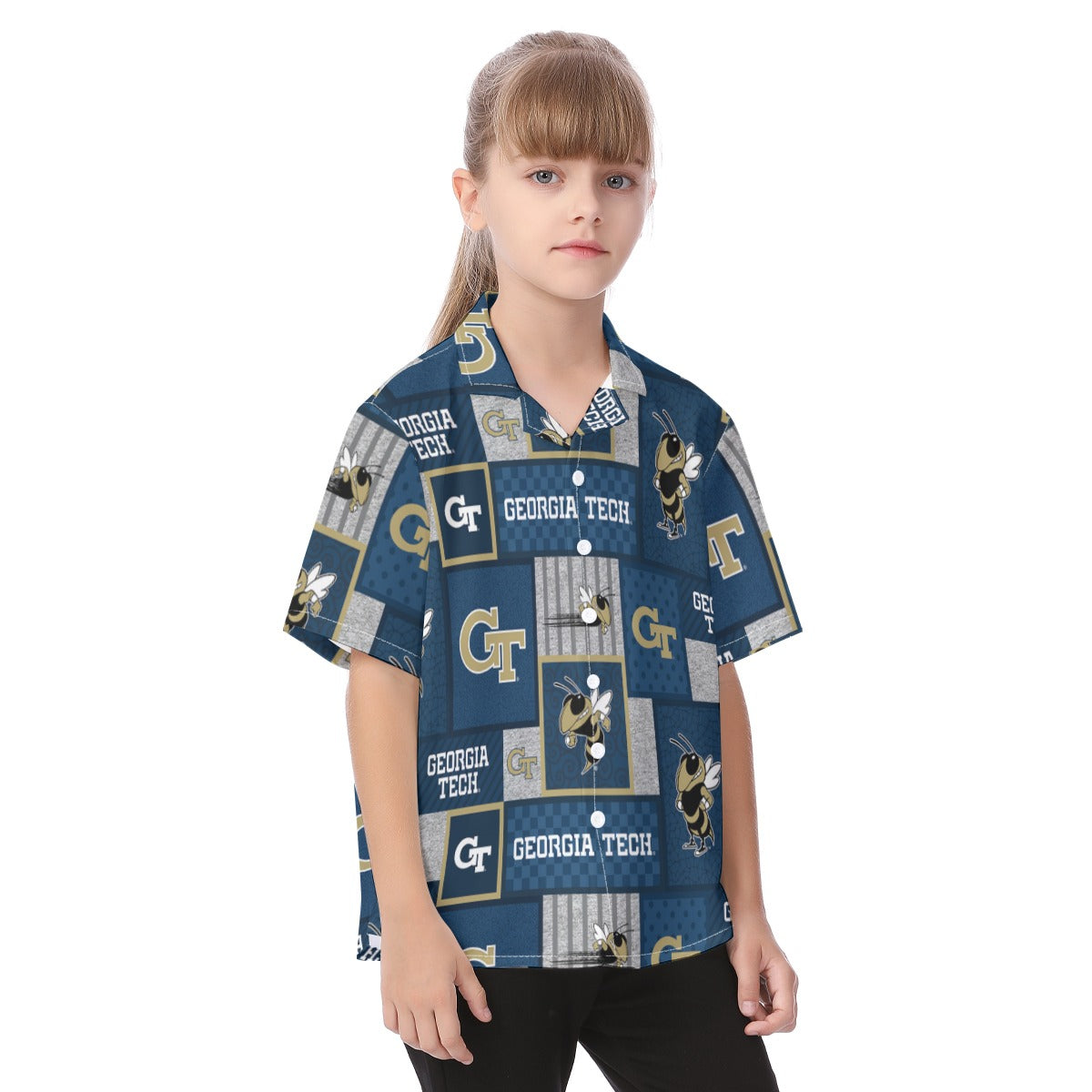 Georgia Tech Yellow Jackets Kid's Hawaiian Vacation Shirt varsity sportswear product image 4.0