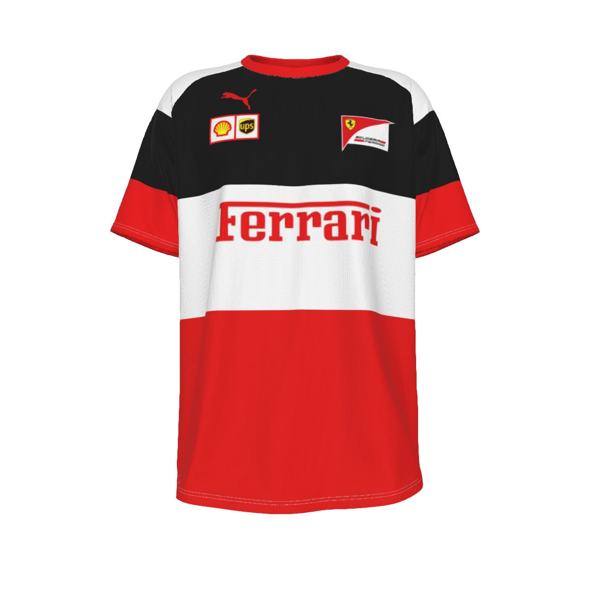 White Smoke Ferrari Retro 90s Motorsport Racing T Shirt Red Black White Vintage Racing Streetwear Tee