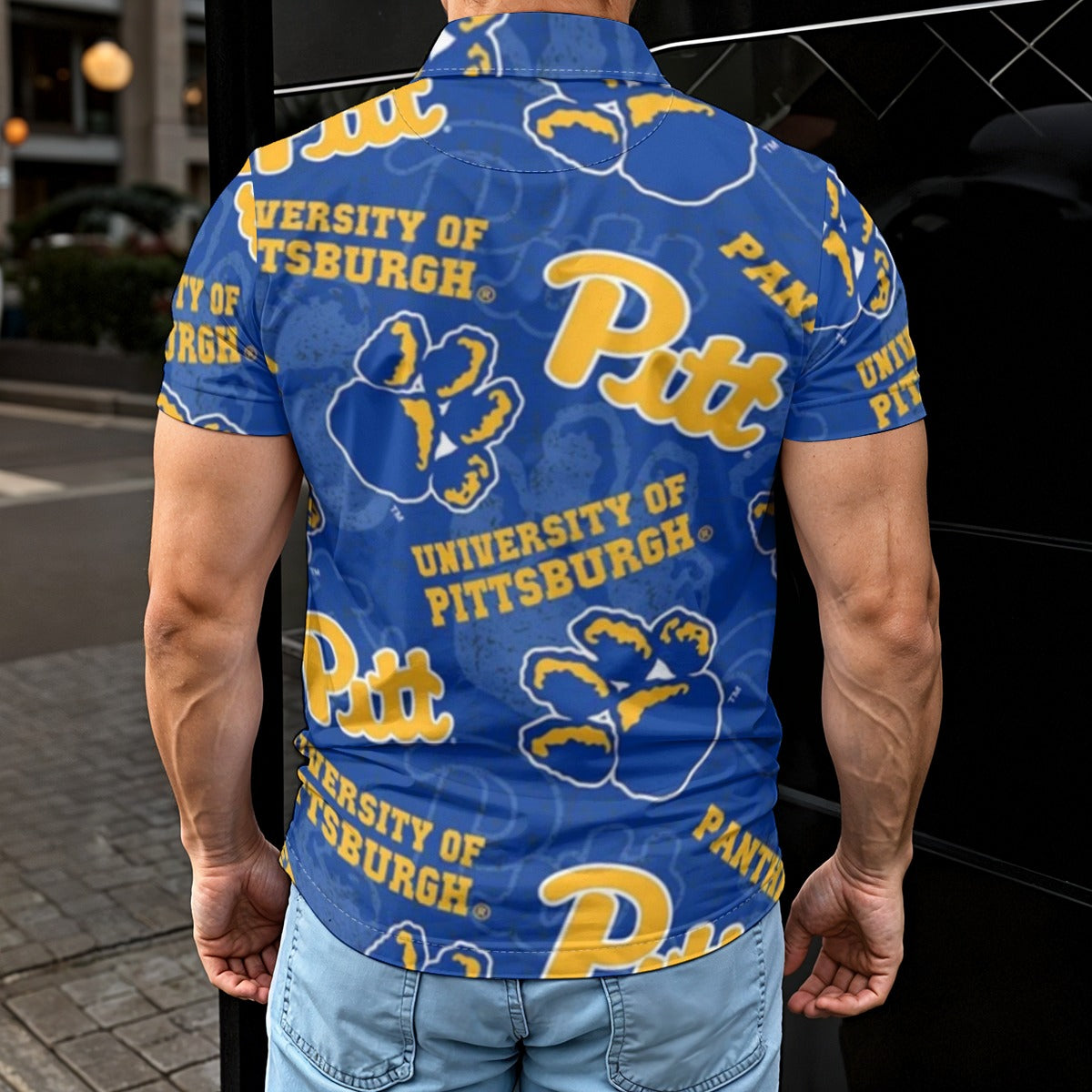 Pittsburgh Panthers Men's Polo Shirt streetwear fashion product image 2