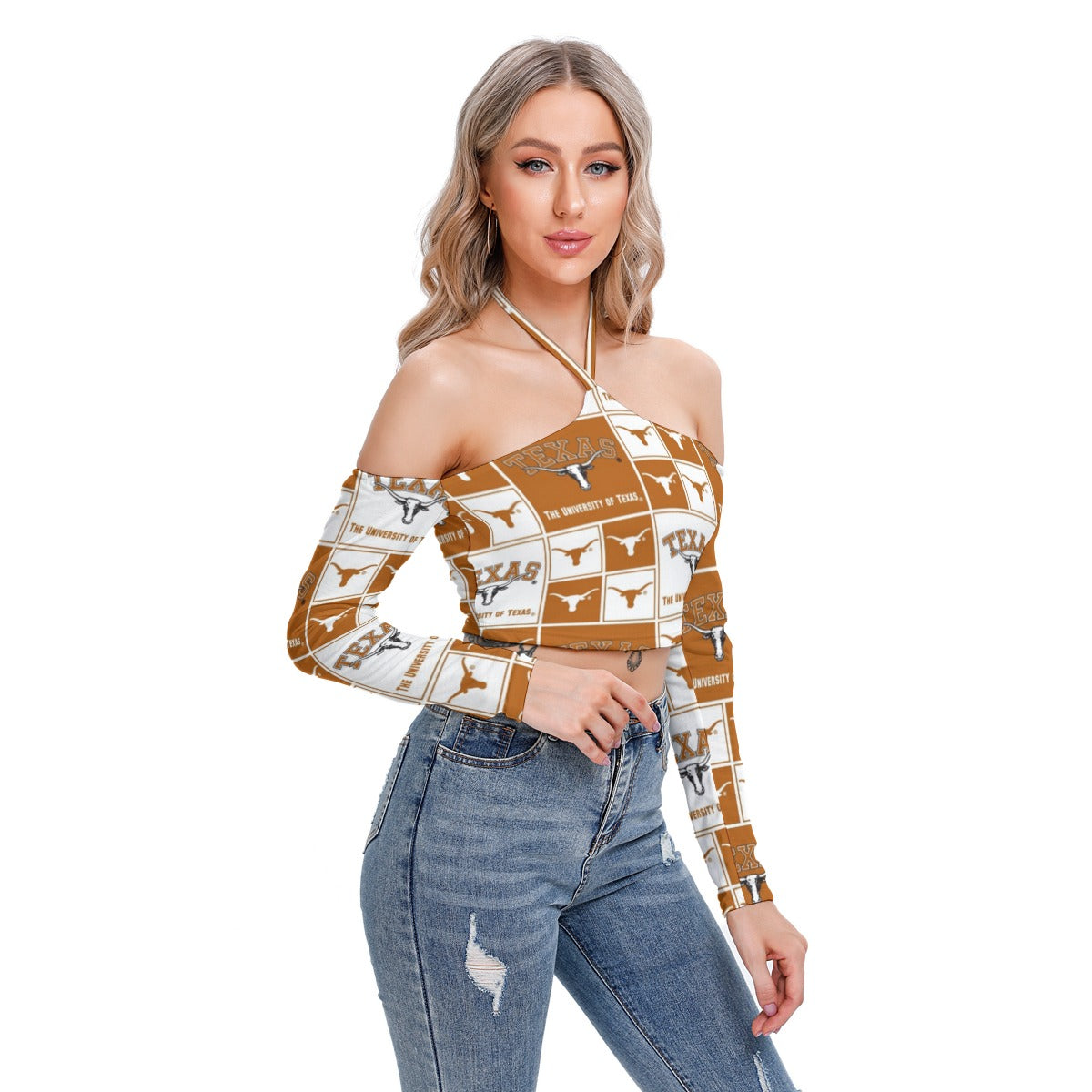 Texas at Austin - Longhorns Women's Halter Lace-up Top White varsity sports apparel