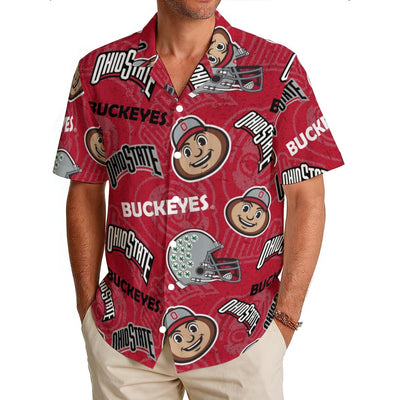 Ohio State Buckeyes Men's Hawaiian Shirt|150GSM White game day varsity apparel