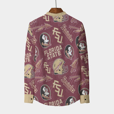 Florida State Seminoles Stand Collar Shirt With Long Sleeve|110GSM Imitation Flax - ACC football apparel varsity sportswear product image 2.0