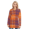auburn tigers tartan plaid orange navy  women tartan plaid game day shirt