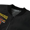 Black San Francisco Bay 415 Black Football Style Bomber Jacket – Game Day Streetwear