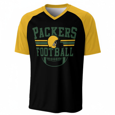 Packers Football V-Neck Short Sleeve T-Shirt – football shirt, breathable comfort wear, image 1.0