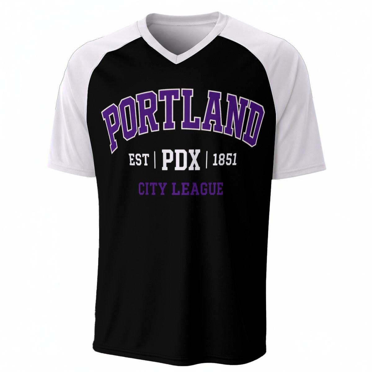Portland PDX City League Graphic T-Shirt in Black and White – Varsity Streetwear Tee – sportswear style, game day outfit, image 1.0