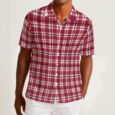 Alabama Football Hawaiian Shirt Men – Crimson Plaid Button Up 115GSM Cotton Poplin – football shirt, breathable comfort wear, image 1.0
