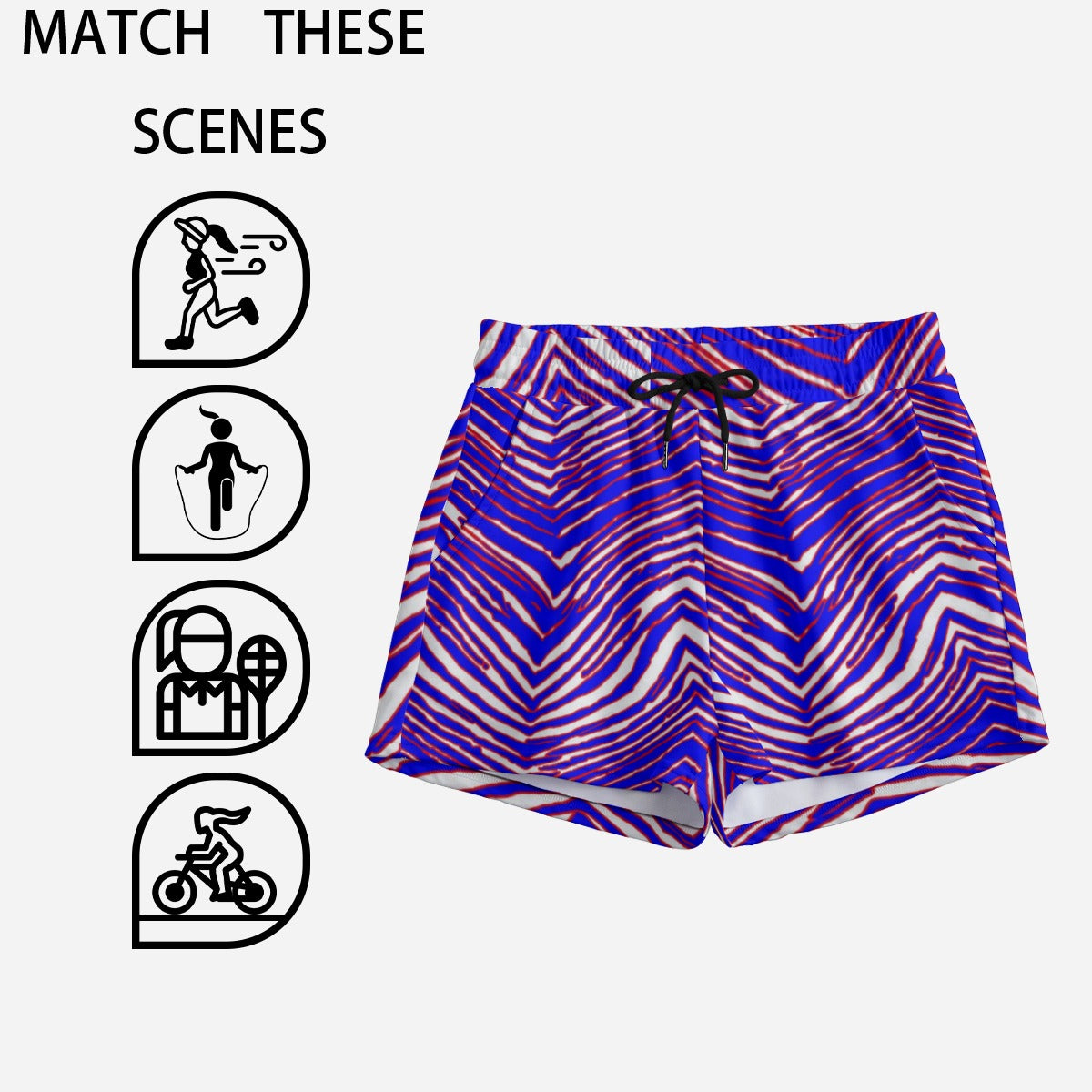 White Smoke Buffalo Zebra Football Women’s Casual Shorts – Easy Game Day Summer Style