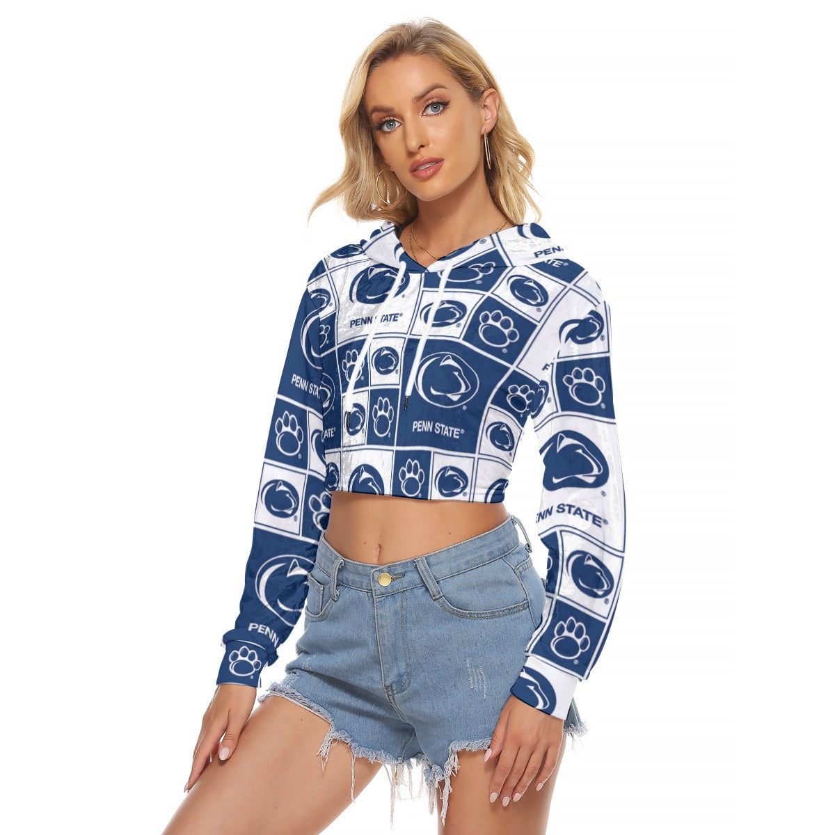 Penn State - Nittany Lions Women's Crop Top Hoodie|Velvet White varsity sports apparel