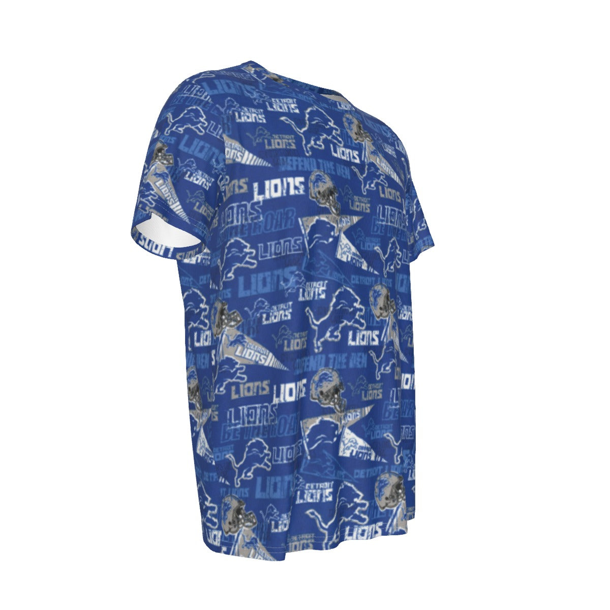 detroit-lions-short-sleeve-t-shirt blue silver football close-up design detail