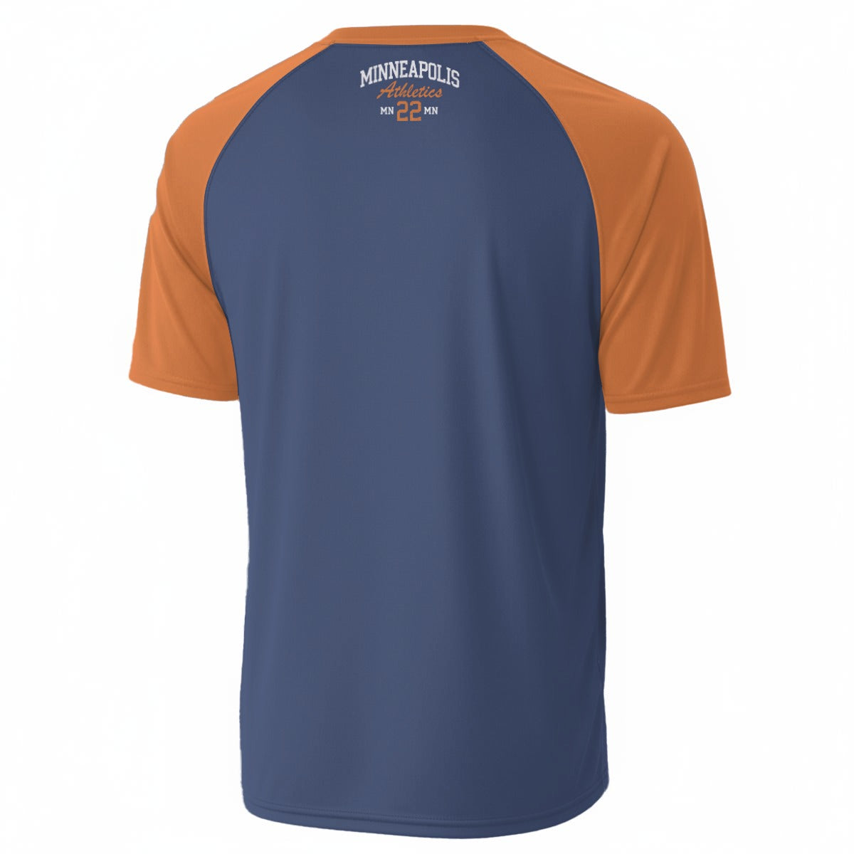 White Smoke Minneapolis Athletics 22 V-Neck Raglan T-Shirt – Blue and Orange Vintage Athletic Minneapolis MN Shi