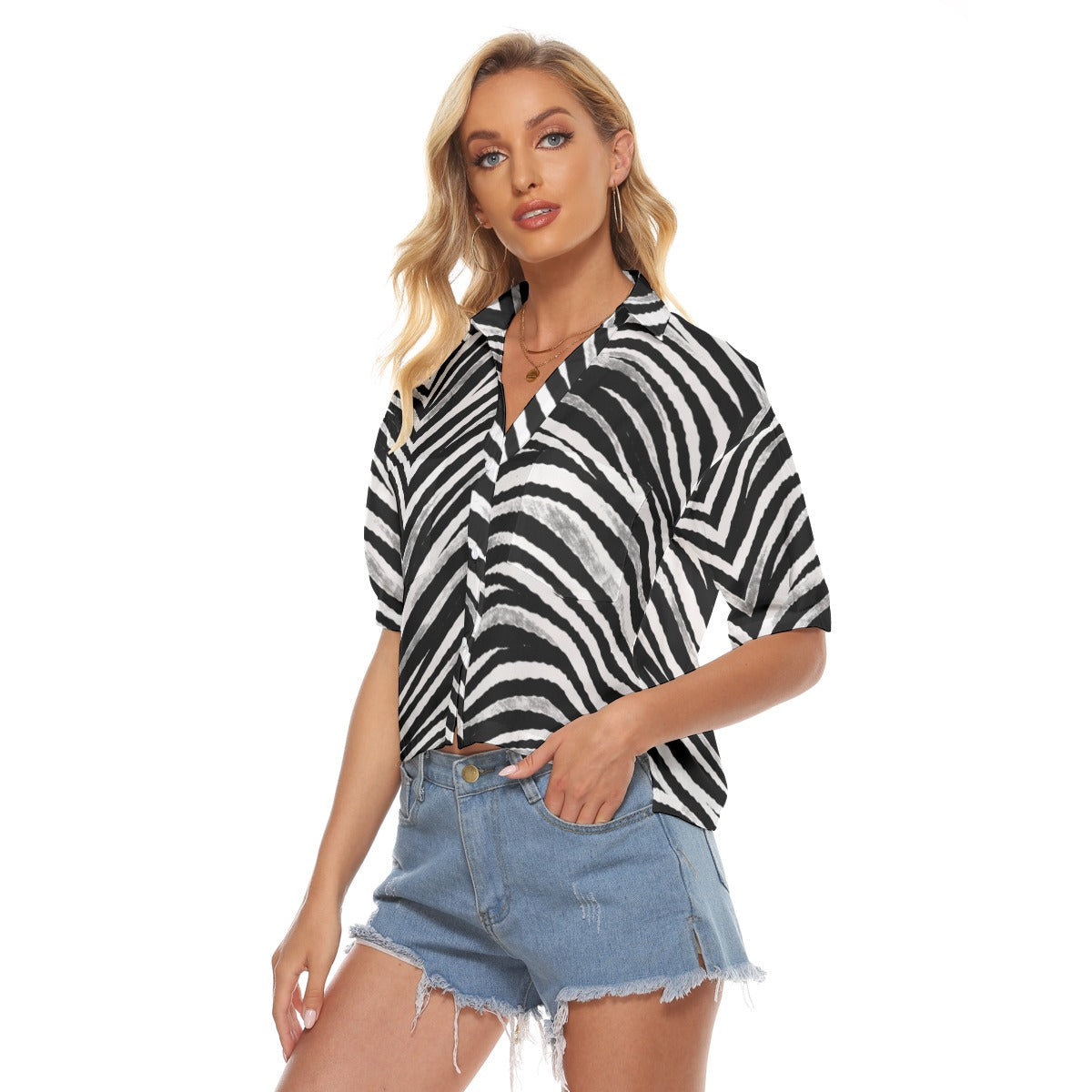 White Smoke Las Vegas Football Zebra Women’s V-Neck Shirt – Black and White Game Day Streetwear