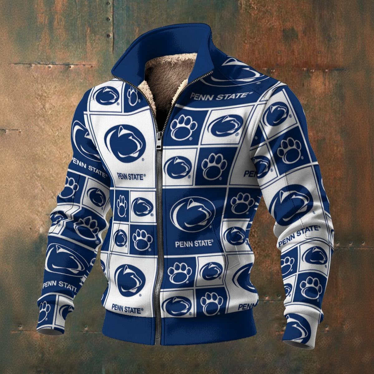 Penn State - Nittany Lions Men's Thick Knit Fleece Jacket White varsity sports apparel