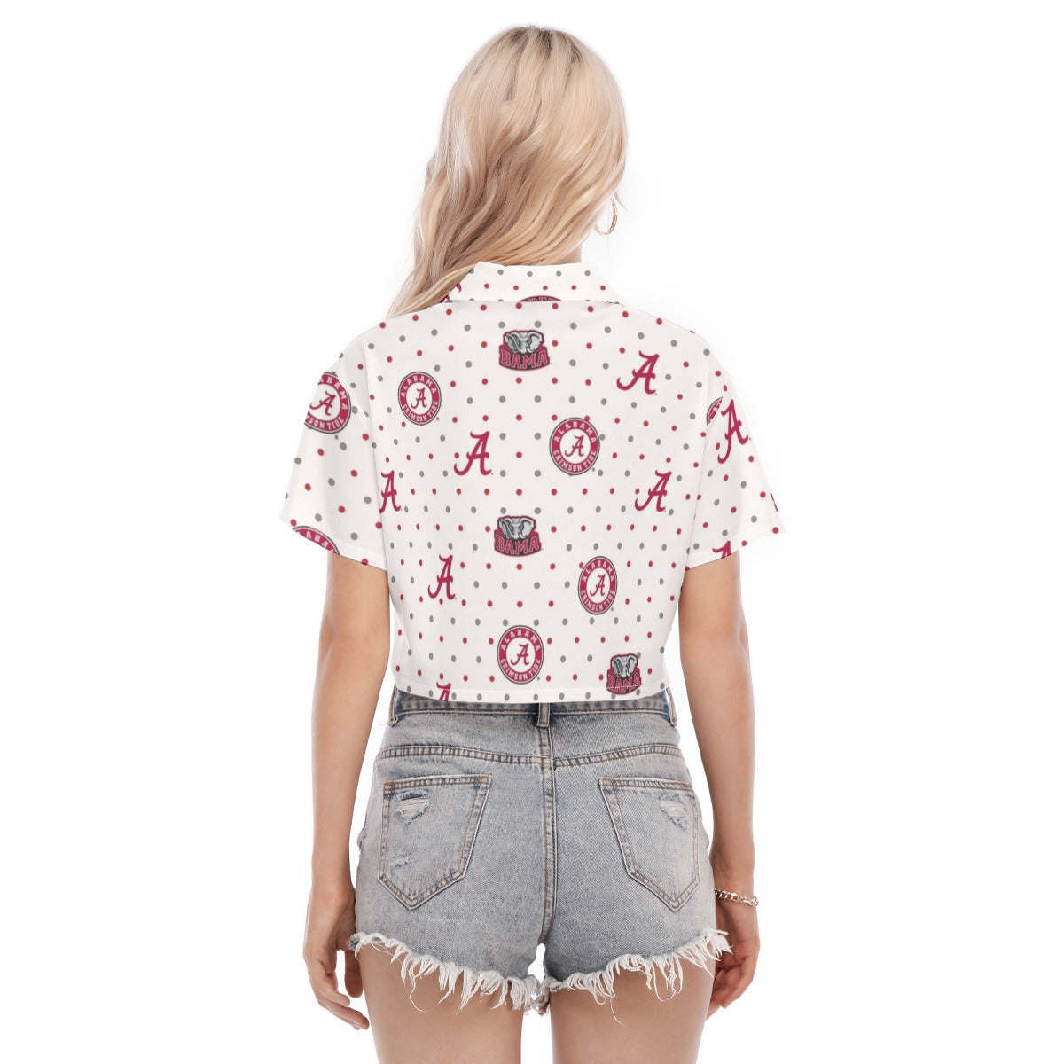 Alabama Crimson Tide Women's Cropped Shirt White varsity sports apparel