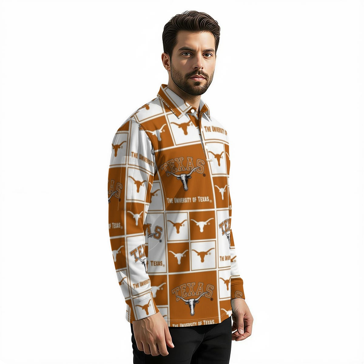 White Smoke Texas at Austin - Longhorns Men's Long Sleeve Polo Shirt