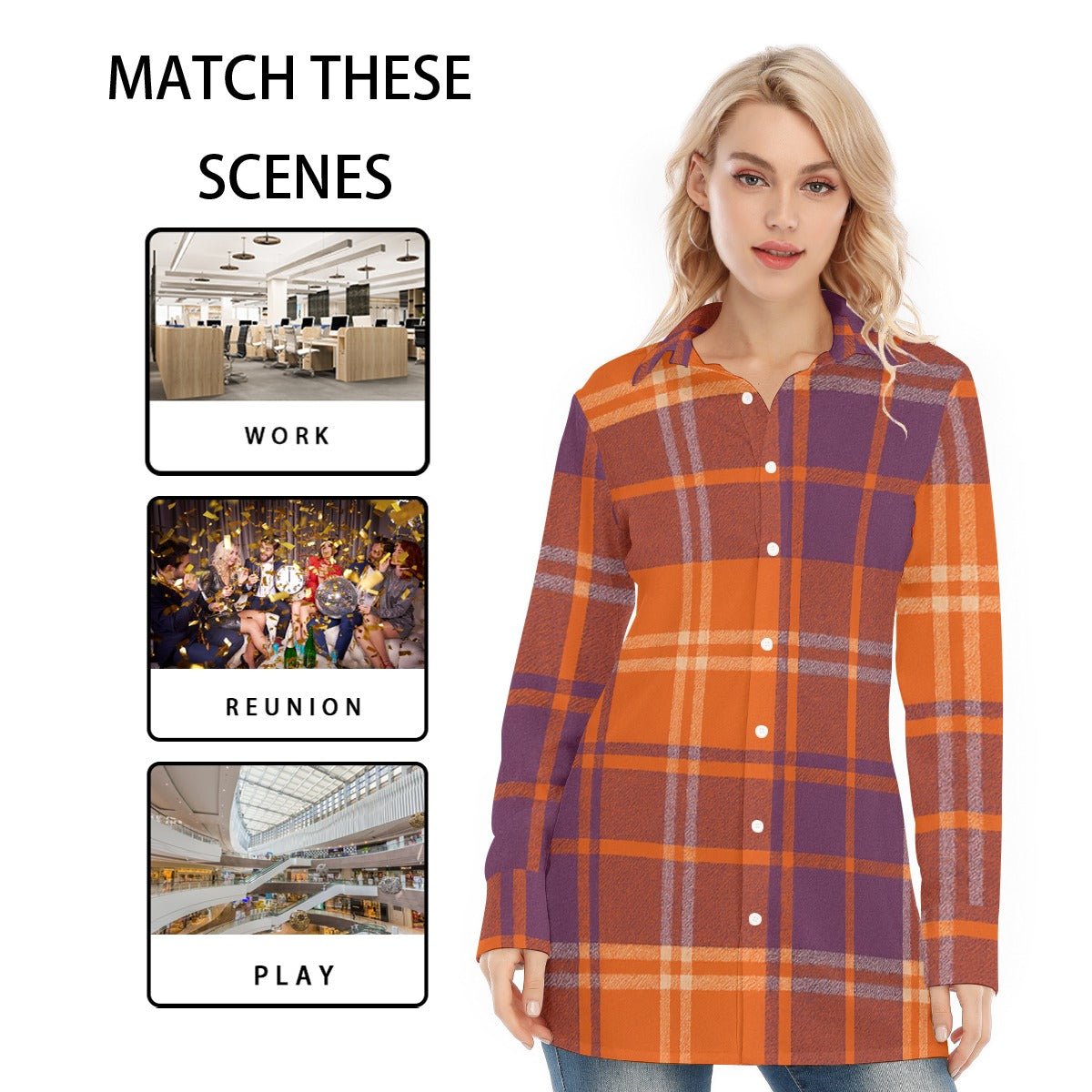 auburn tigers tartan plaid orange navy  women tartan plaid game day shirt