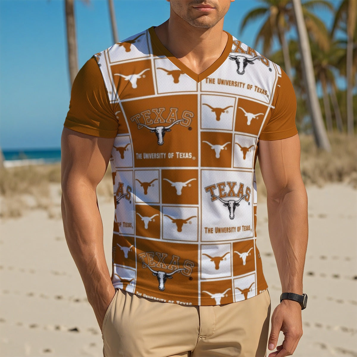 Texas at Austin - Longhorns Men's V-Neck T-Shirt White varsity sports apparel