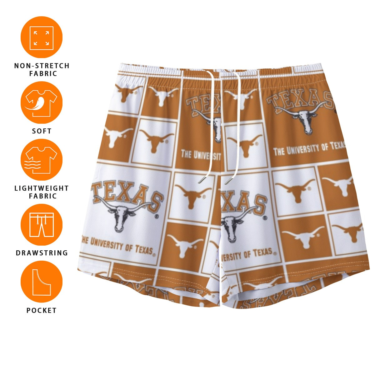 Texas at Austin - Longhorns Pocket  Shorts White varsity sports apparel