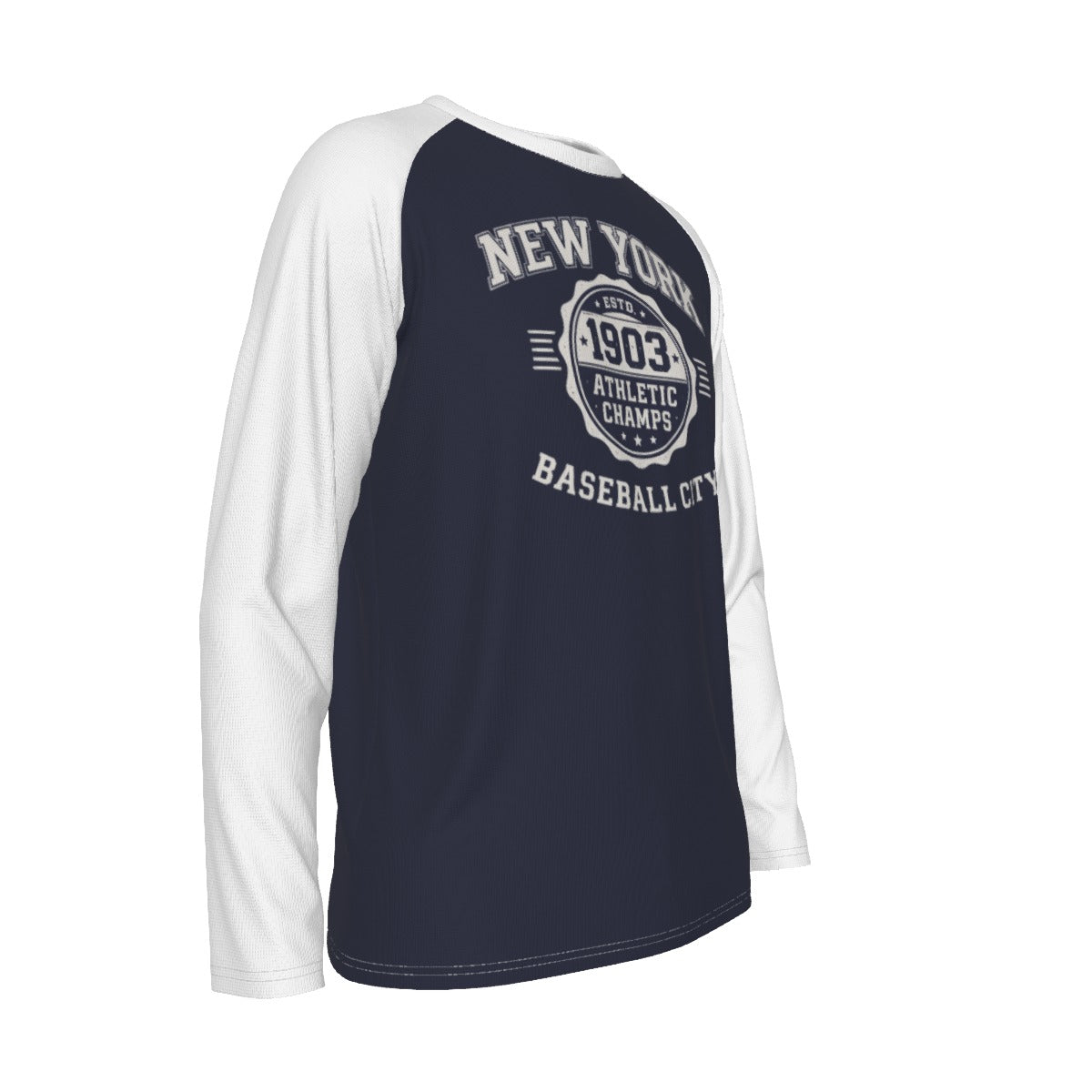 Dark Slate Gray New York Baseball Raglan Long Sleeve Shirt – Navy and White Athletic Champs Est. 1903