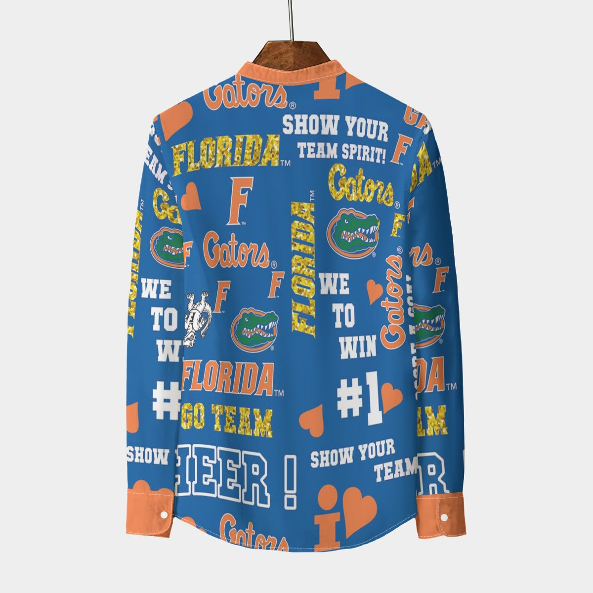 Florida Gators Men's Stand Collar Shirt With Long Sleeve|110GSM Imitation Flax - college football fan apparel sportswear product image 2.0