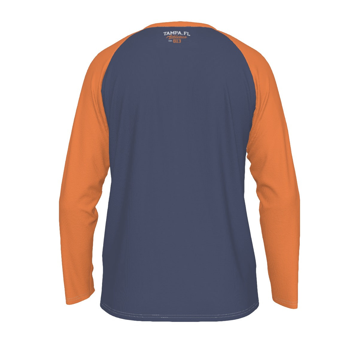 Tampa FL Athletics EST 813 Navy and Orange Long Sleeve Shirt Men Varsity Raglan Tee