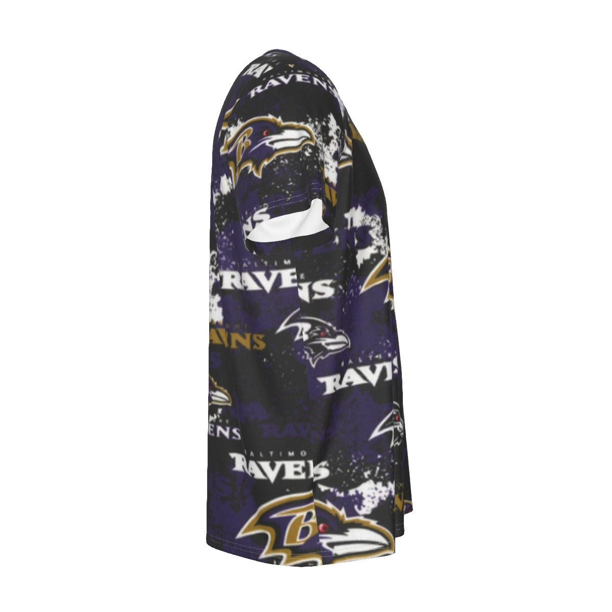 baltimore-ravens-short-sleeve-t-shirt purple black football outfit fabric close-up