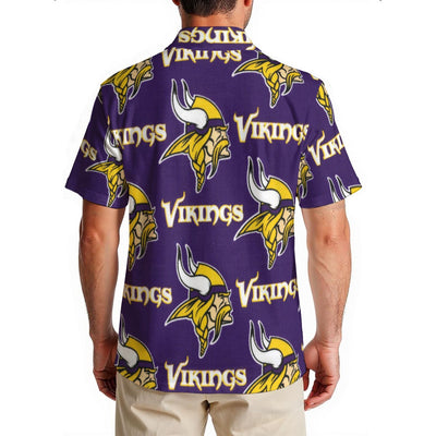 minnesota-vikings-mens-hawaiian-shirt-150gsm purple gold football outfit detail