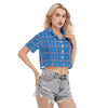 kansas jayhawks tartan plaid oversized button up women shirt women's cropped shirt women tartan plaid game day fashion