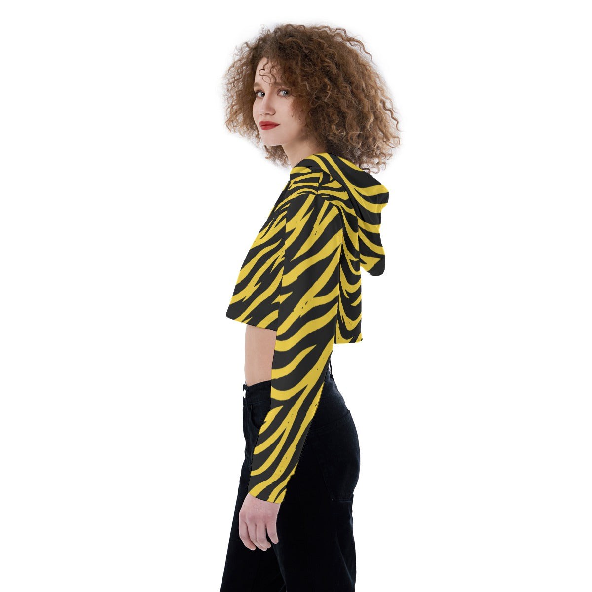 Iowa Hawkeyes Football Women’s Crop Top Hoodie – Chic Black and Gold Game Day Style