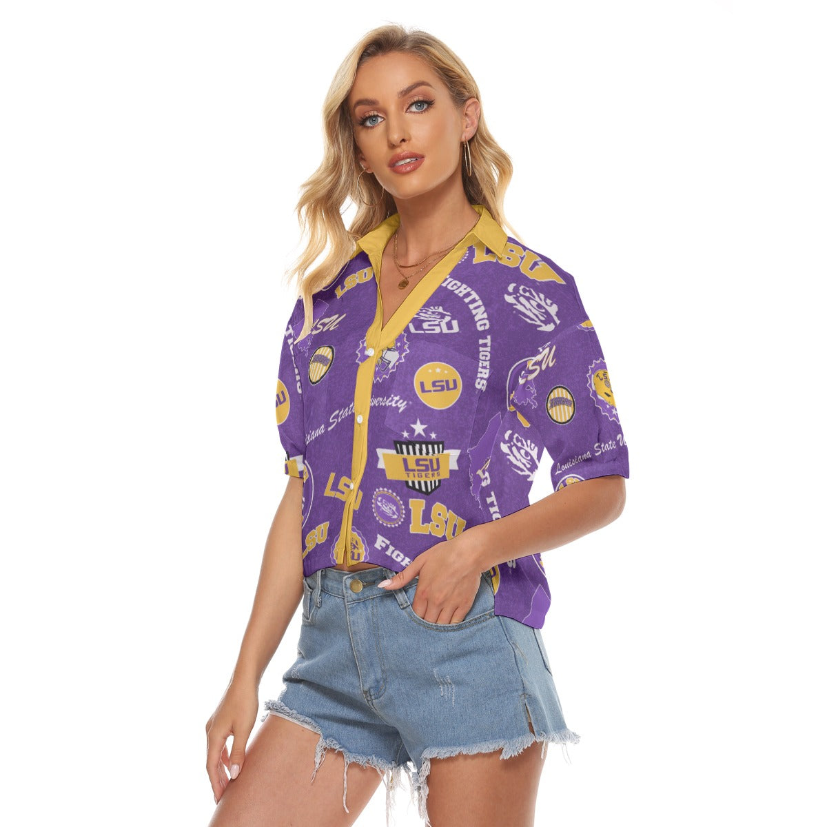 Louisiana Tigers Women's V-neck Shirts - Baton Rouge football tee varsity sportswear product image 3.0