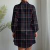 women navy plaid casual football shirt