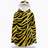 White Smoke Pittsburgh Football Yellow Black Zebra Women's Hooded Double-Breasted Winter Coat With Fleece